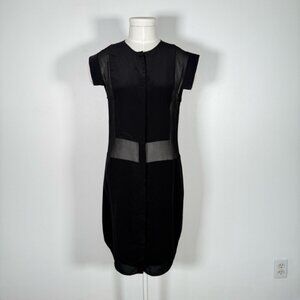 T Alexander Wang Black 100% Silk Shirt Dress Sheer Panel Goth Minimalist S